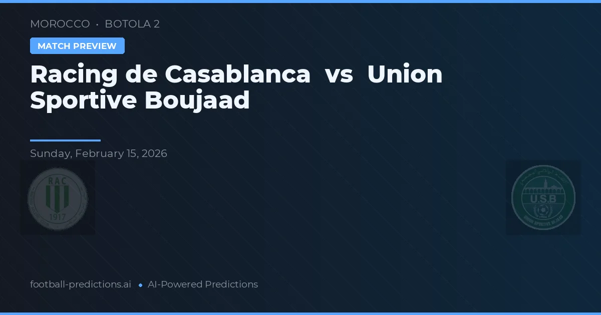 Racing de Casablanca vs União Sportive Boujaad — prognóstico e prévia do jogo