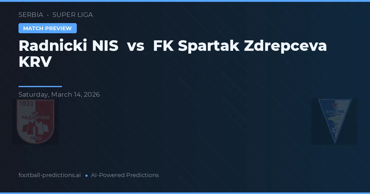 Radnički Niš vs FK Spartak Zdrepceva KRV — prognóstico e prévia do jogo