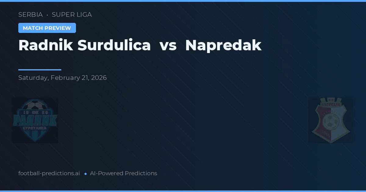 Radnik Surdulica vs Napredak — prognóstico e prévia do jogo