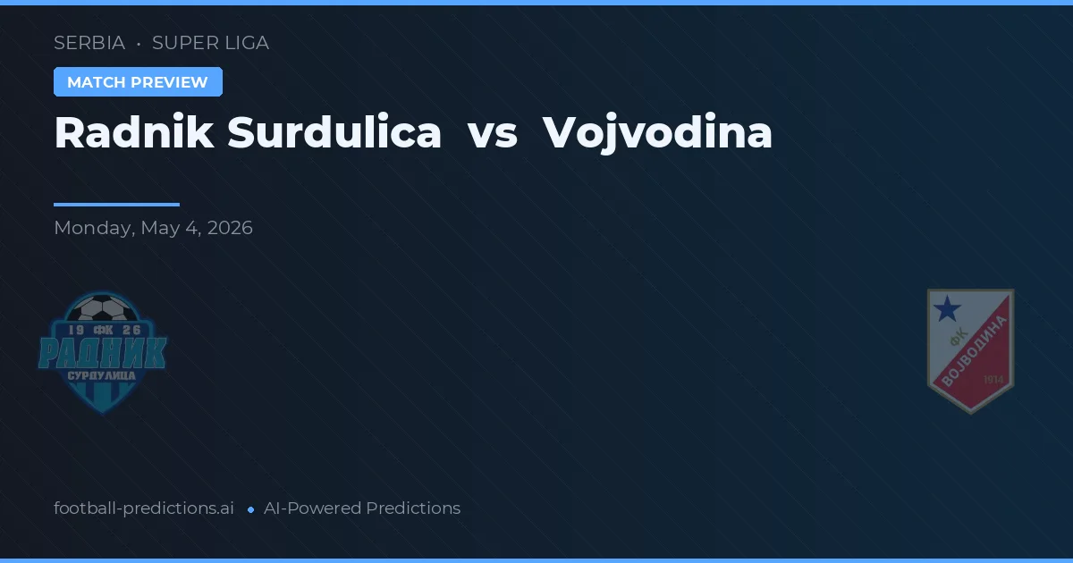Radnik Surdulica vs Vojvodina — prognóstico e prévia do jogo