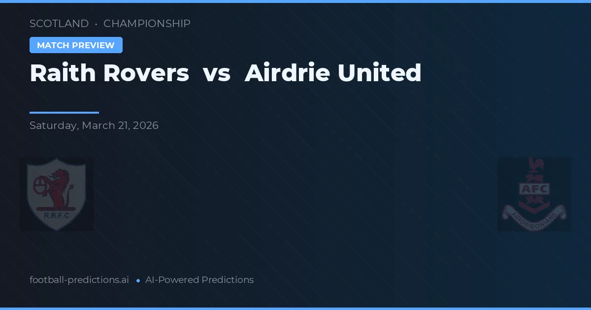 Raith Rovers vs Airdrie United — prognóstico e prévia do jogo