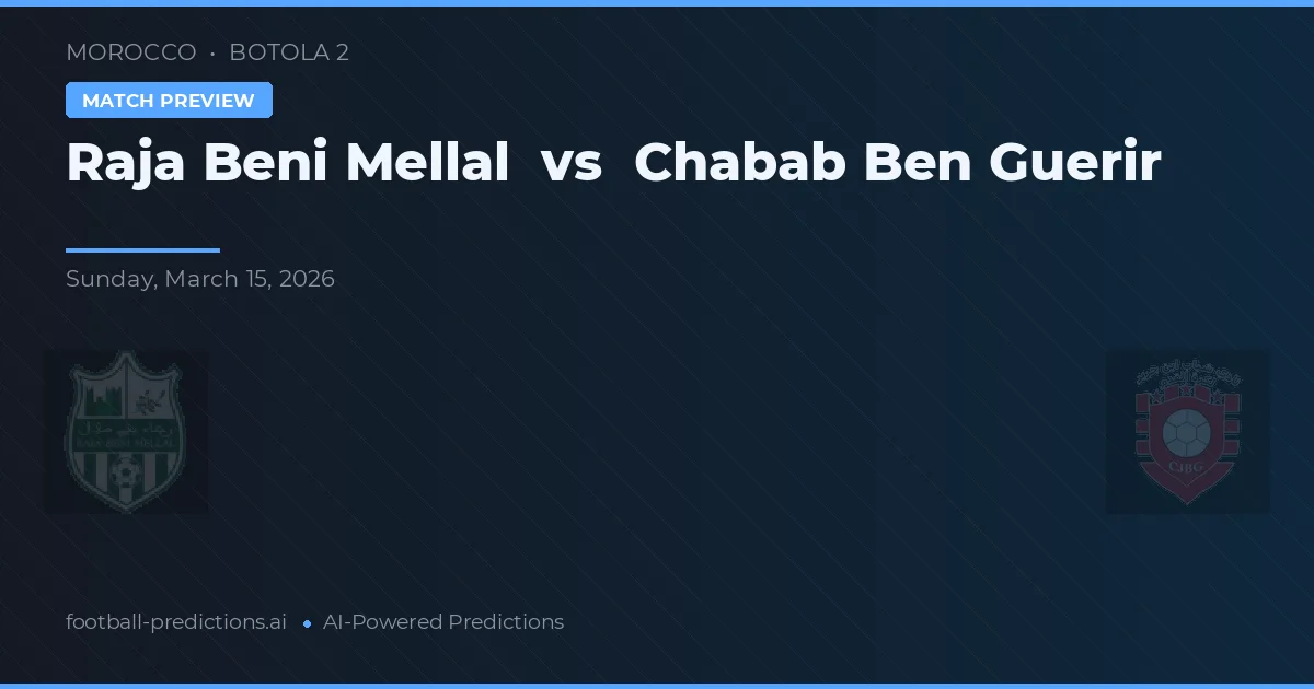 Raja Beni Mellal vs Chabab Ben Guerir — prognóstico e prévia do jogo