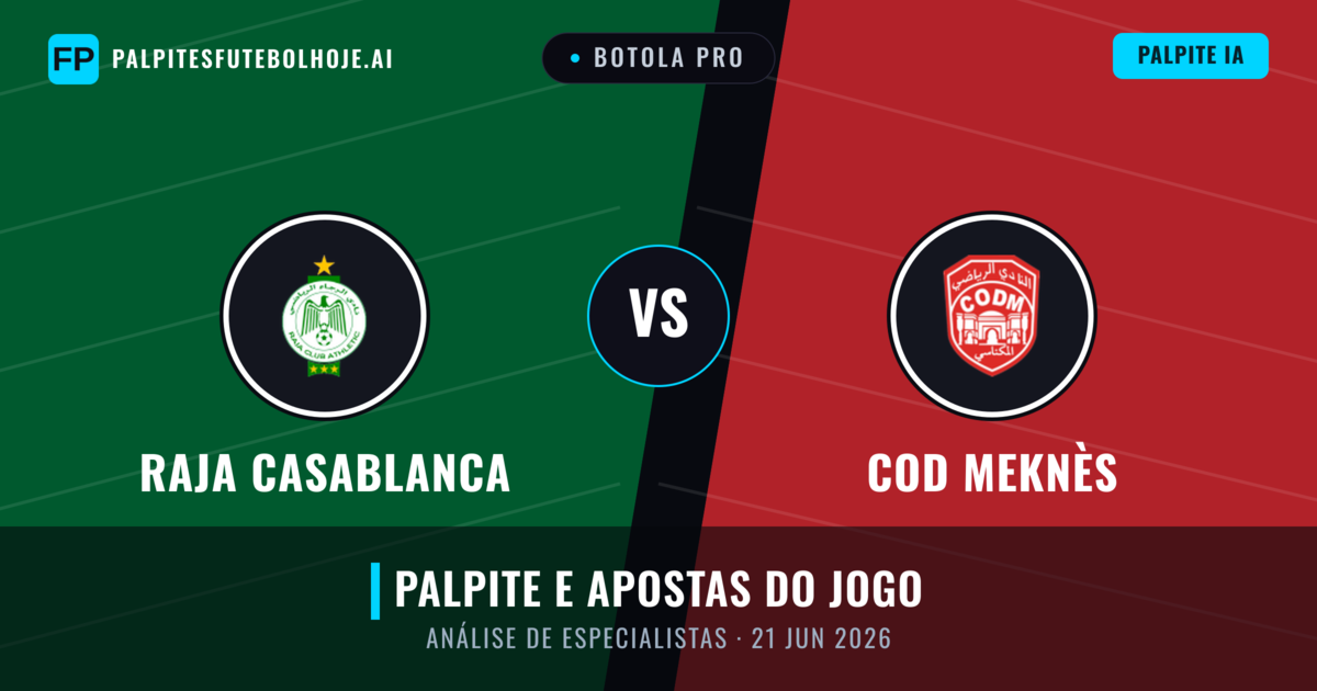 Raja Casablanca vs COD Meknès — prognóstico e prévia do jogo