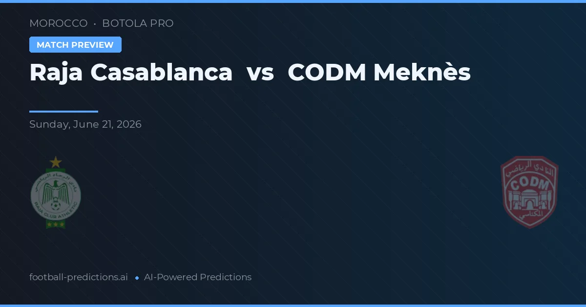 Raja Casablanca vs COD Meknès — prognóstico e prévia do jogo