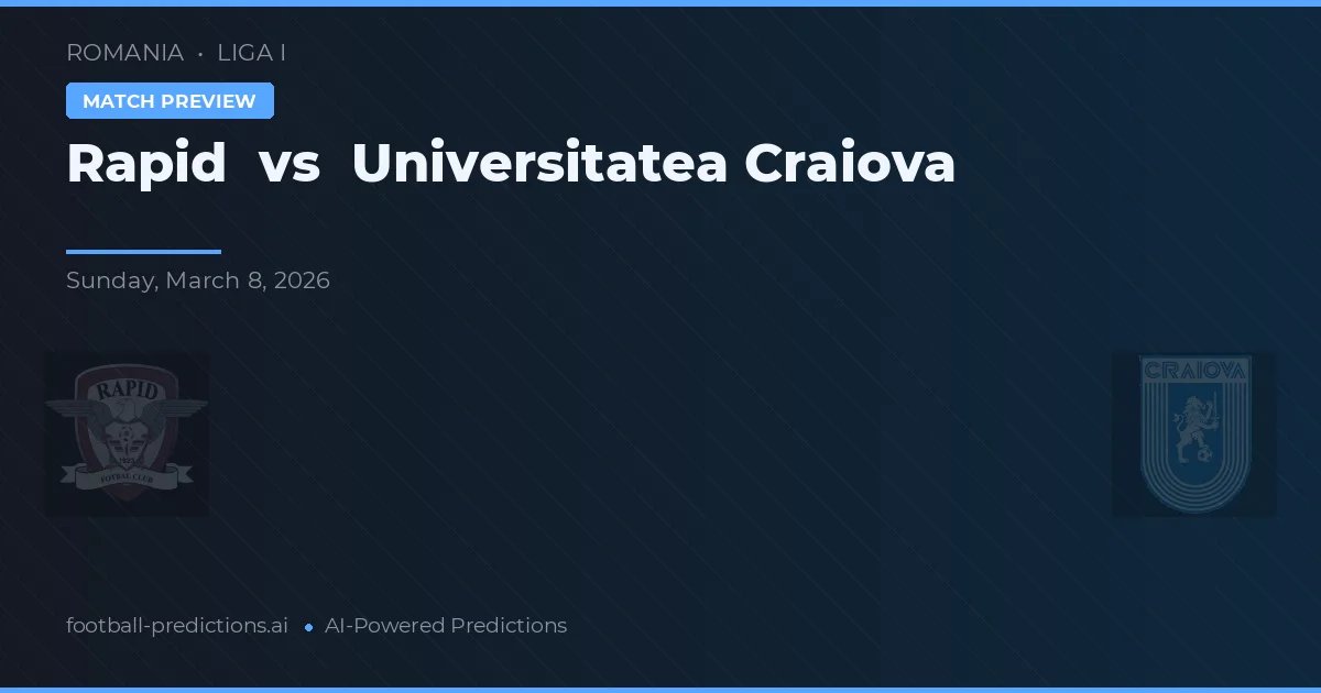 Rapid vs Universitatea Craiova — prognóstico e prévia do jogo