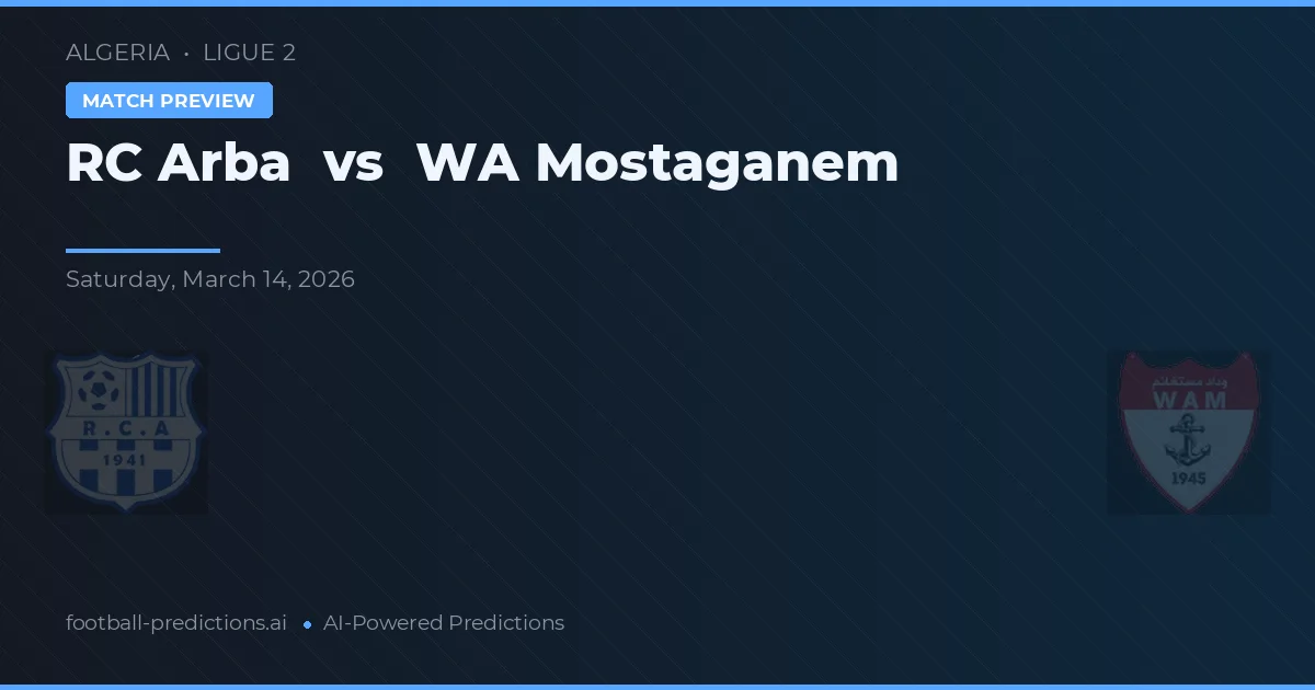 RC Arba vs WA Mostaganem — prognóstico e prévia do jogo
