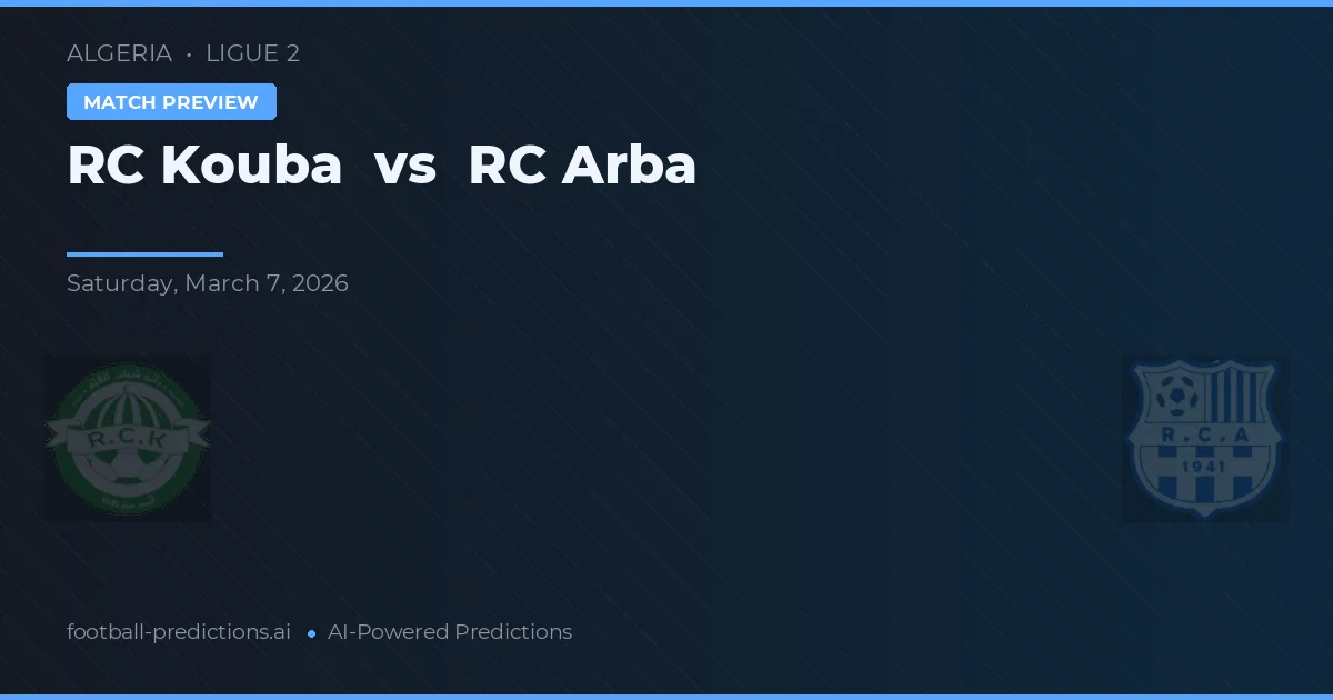 RC Kouba vs RC Arba — prognóstico e prévia do jogo