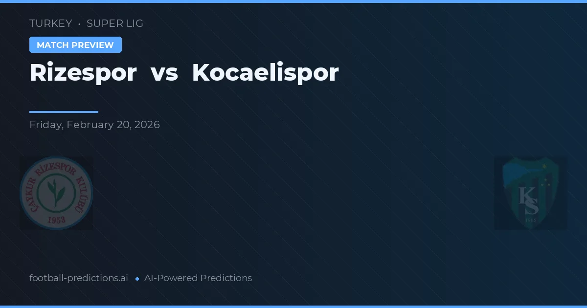 Rizespor vs Kocaelispor — prognóstico e prévia do jogo