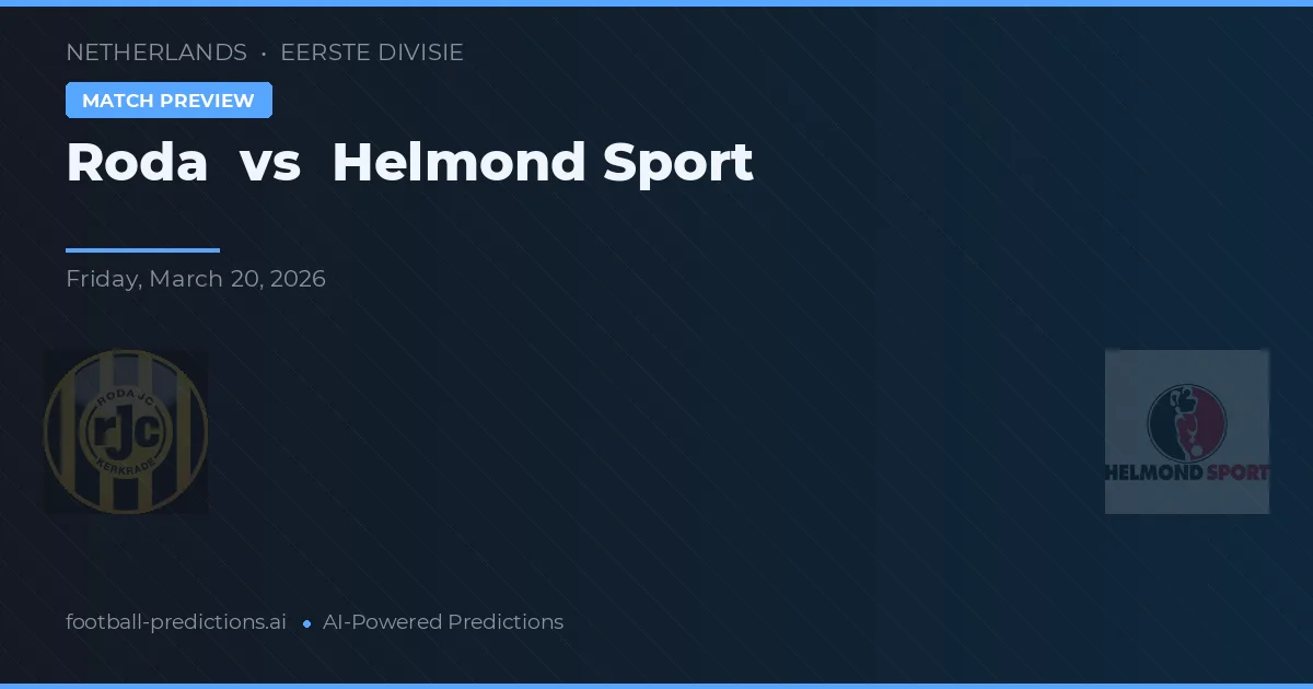 Roda JC vs Helmond Sport — prognóstico e prévia do jogo