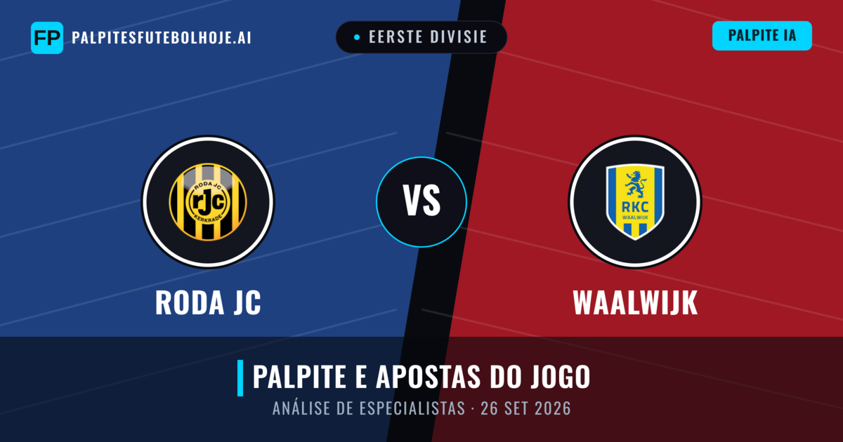 Roda JC vs Waalwijk — prognóstico e prévia do jogo
