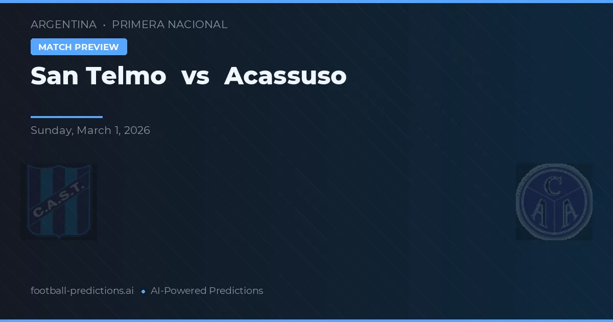 San Telmo vs Acassuso — prognóstico e prévia do jogo