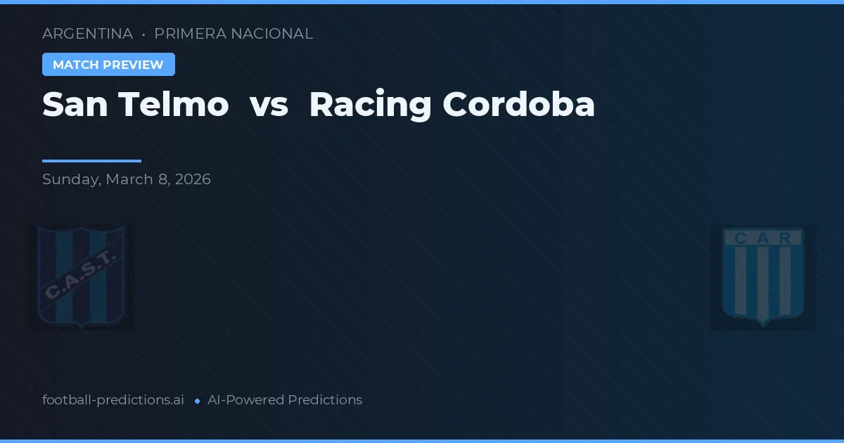 San Telmo vs Racing de Córdoba preview