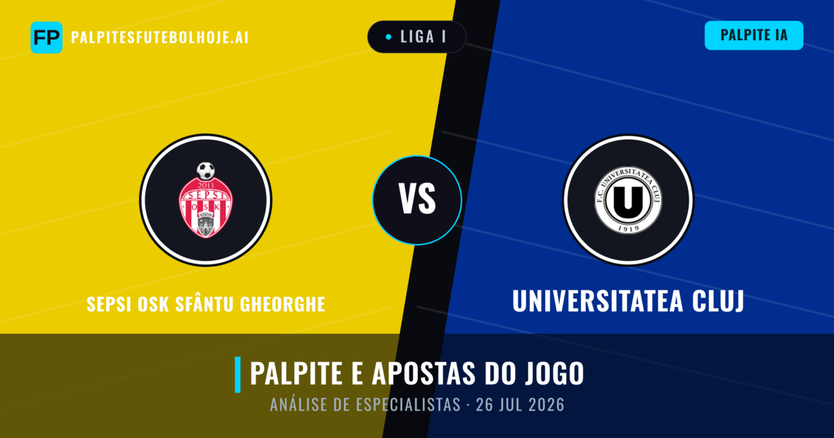 Sepsi OSK Sfântu Gheorghe vs Universitatea Cluj — prognóstico e prévia do jogo
