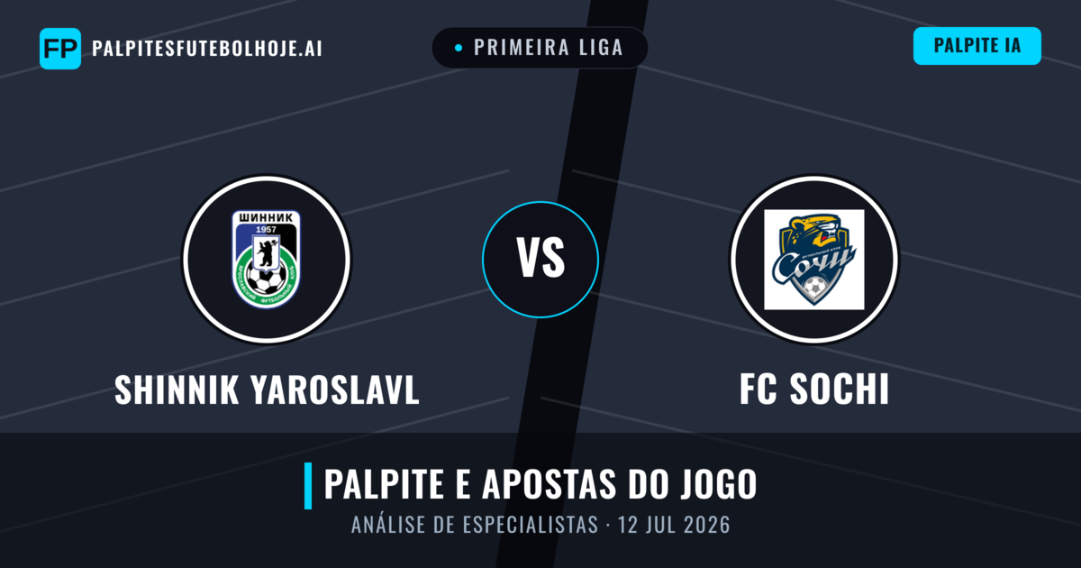 Shinnik Yaroslavl vs FC Sochi — prognóstico e prévia do jogo