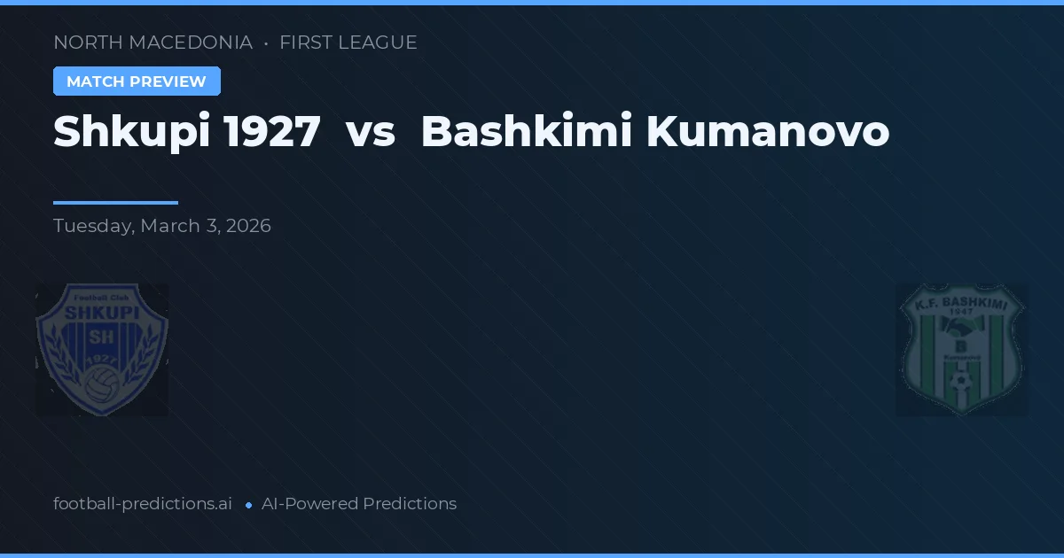 Shkupi 1927 vs Bashkimi Kumanovo — prognóstico e prévia do jogo