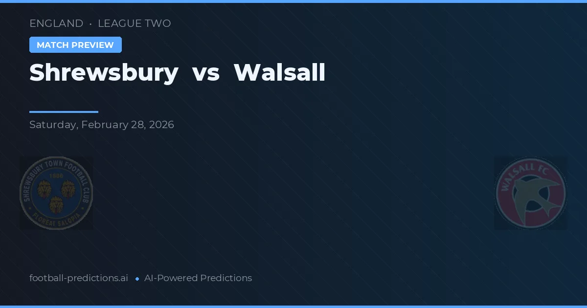 Shrewsbury vs Walsall — prognóstico e prévia do jogo