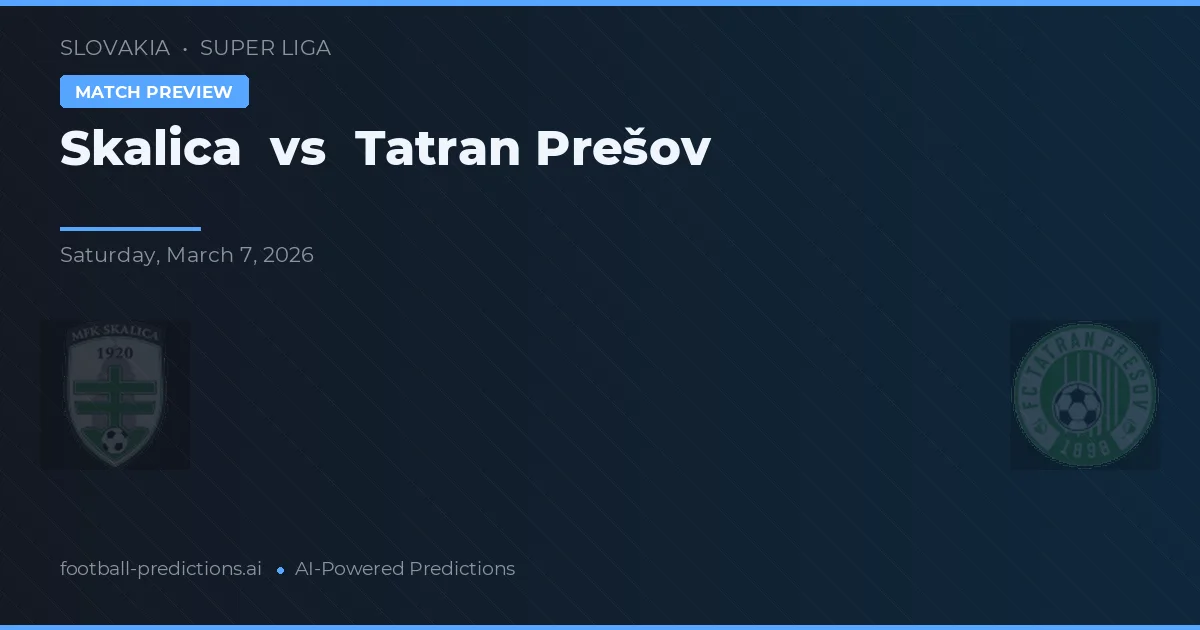 Skalica vs Tatran Prešov — prognóstico e prévia do jogo