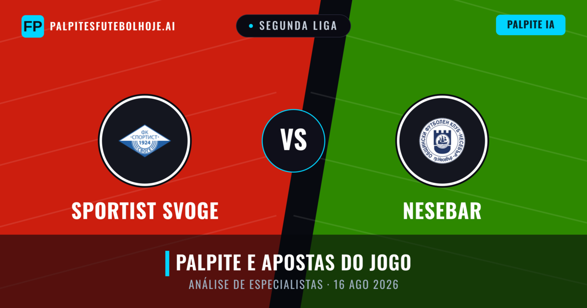 Sportist Svoge vs Nesebar — prognóstico e prévia do jogo