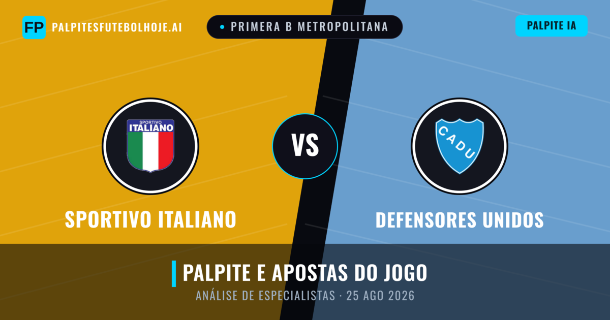 Sportivo Italiano vs Defensores Unidos — prognóstico e prévia do jogo