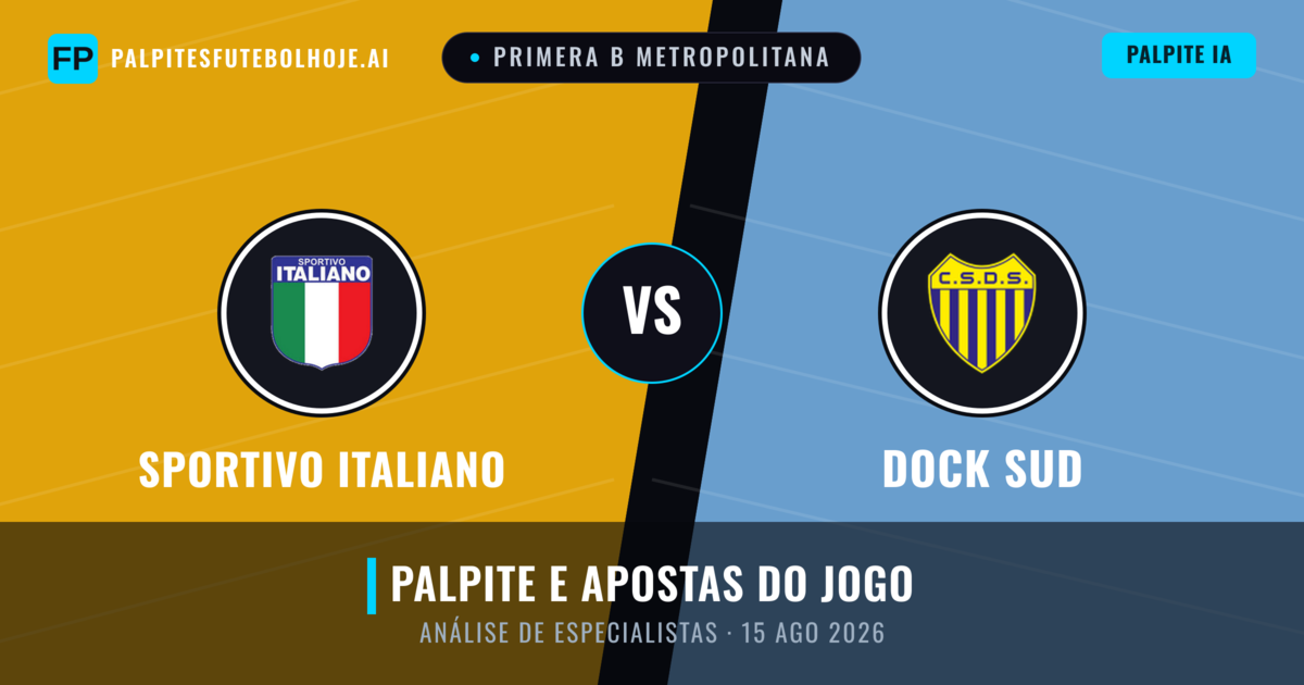 Sportivo Italiano vs Dock Sud — prognóstico e prévia do jogo