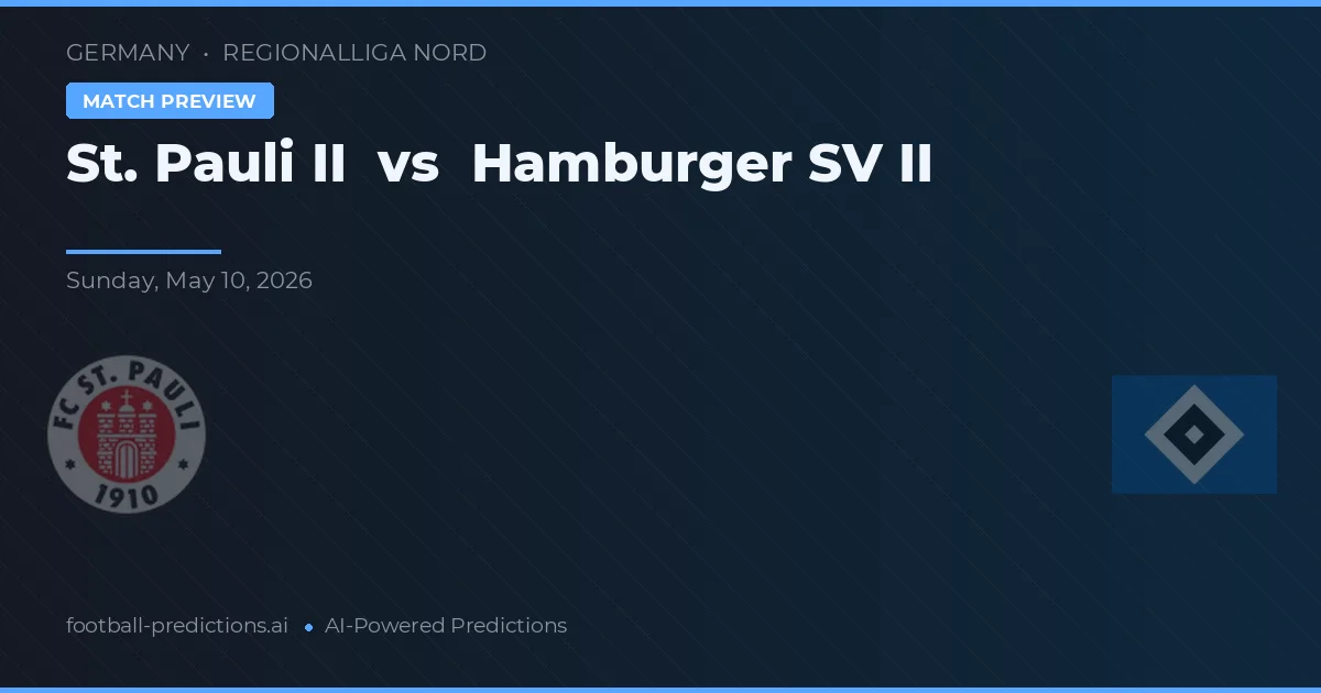 St. Pauli II vs Hamburger SV II — prognóstico e prévia do jogo