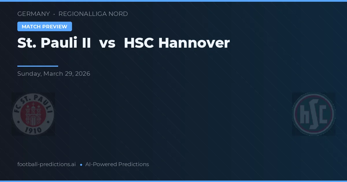 St. Pauli II vs HSC Hannover — prognóstico e prévia do jogo