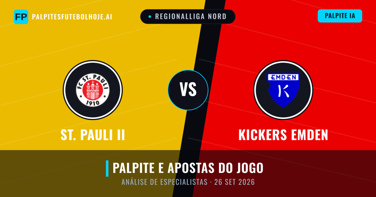 St. Pauli II vs Kickers Emden — prognóstico e prévia do jogo