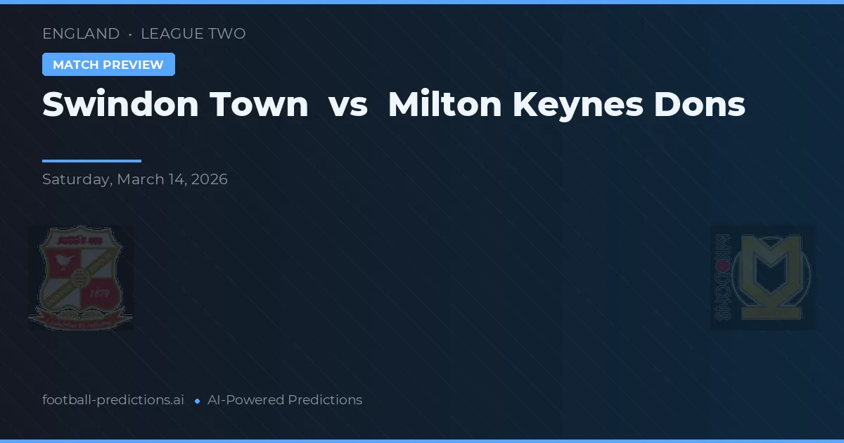 Swindon Town vs Milton Keynes Dons — prognóstico e prévia do jogo