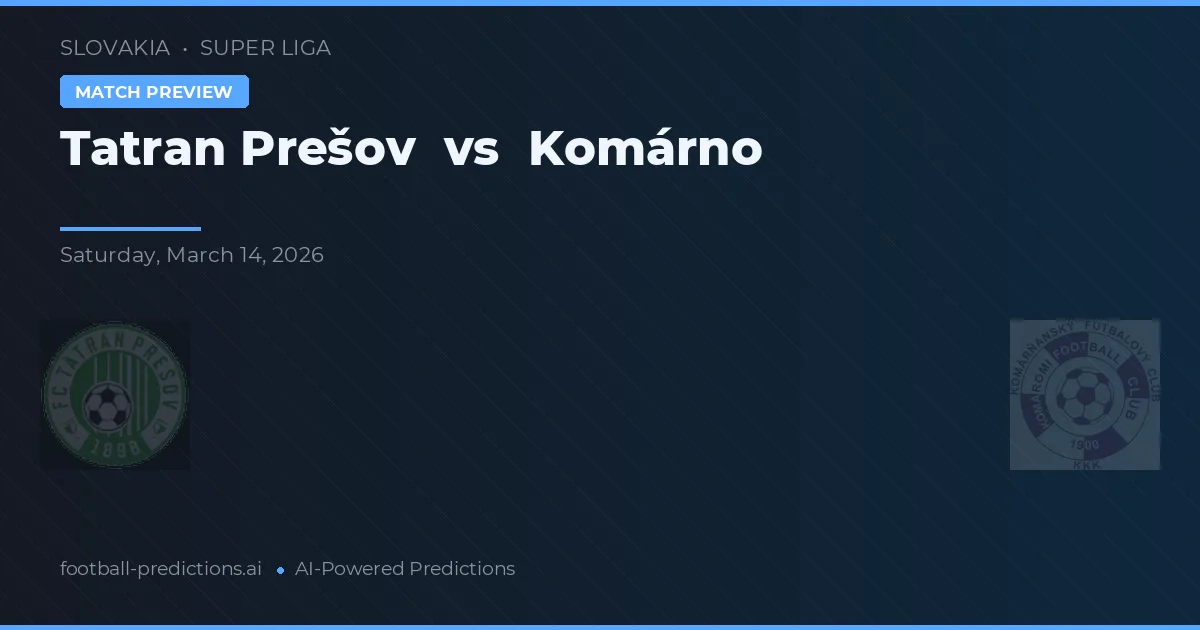 Tatran Prešov vs Koprivnica — prognóstico e prévia do jogo