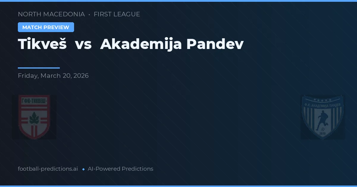 Tikveš vs Academija Pandev — prognóstico e prévia do jogo