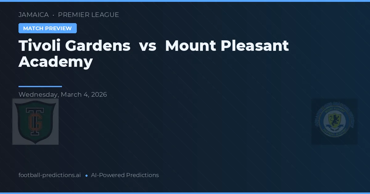 Tivoli Gardens vs Mount Pleasant Academy — prognóstico e prévia do jogo