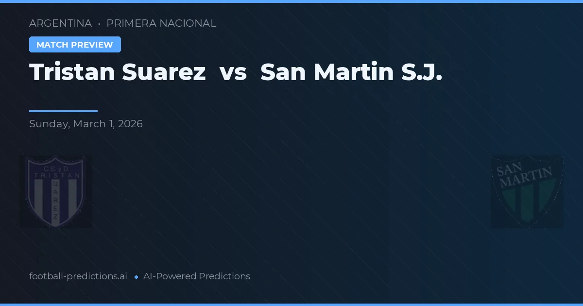 Tristán Suárez vs San Martín SJ — prognóstico e prévia do jogo