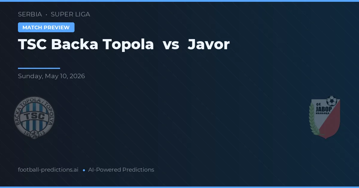 TSC Bacă Topola vs Javor — prognóstico e prévia do jogo