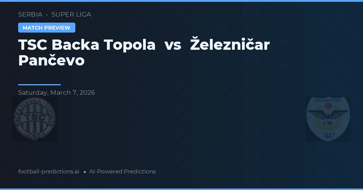TSC Bacă Topola vs Železničar Pančevo — prognóstico e prévia do jogo