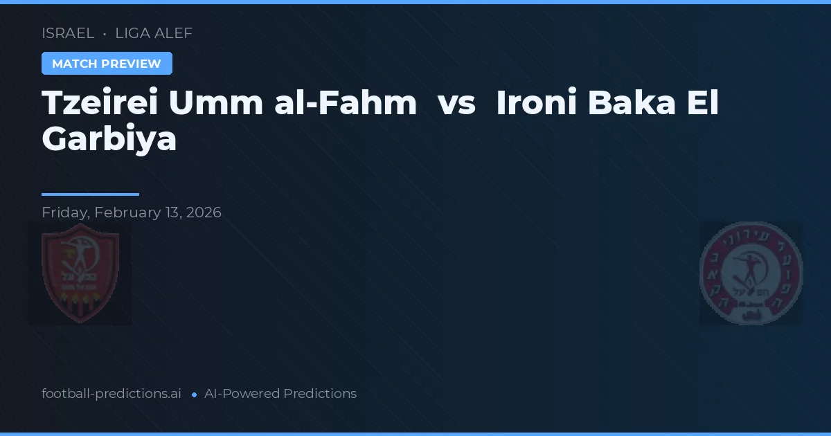 Tzeirei Umm al-Fahm vs Ironi Baka El Garbiya — prognóstico e prévia do jogo