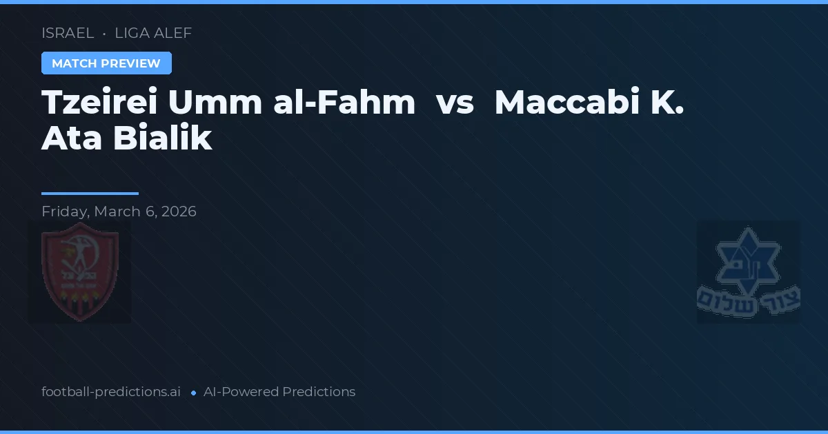 Tzeirei Umm al-Fahm vs Maccabi K. Ata Bialik — prognóstico e prévia do jogo
