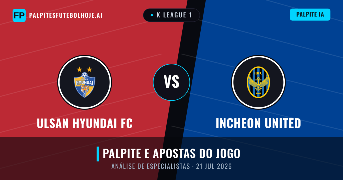 Ulsan Hyundai FC vs Incheon United — prognóstico e prévia do jogo