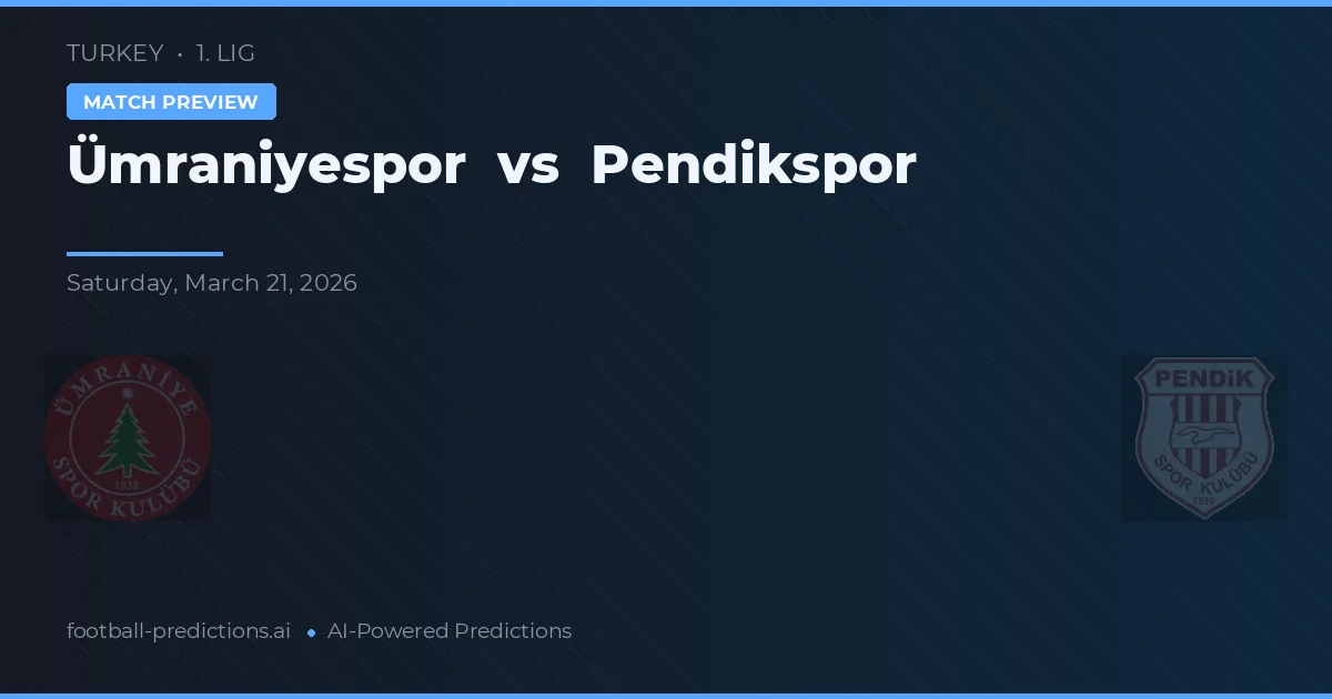Ümraniyespor vs Pendikspor — prognóstico e prévia do jogo