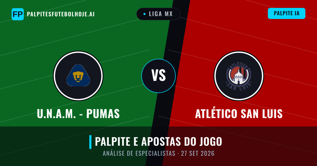 U.N.A.M. - Pumas vs Atlético San Luis — prognóstico e prévia do jogo