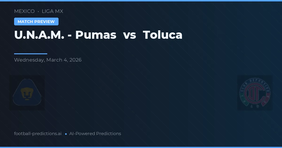 U.N.A.M. - Pumas vs Toluca — prognóstico e prévia do jogo