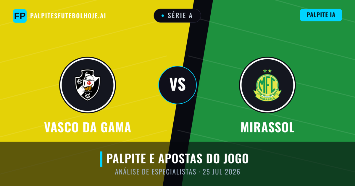 Vasco da Gama vs Mirassol — prognóstico e prévia do jogo