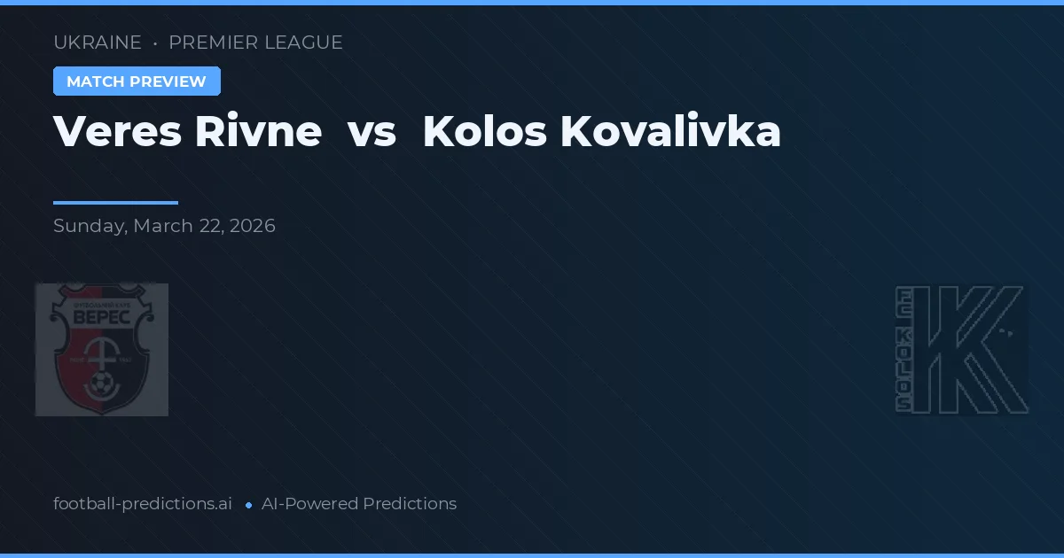 Veres Rivne vs Kolos Kovalivka — prognóstico e prévia do jogo