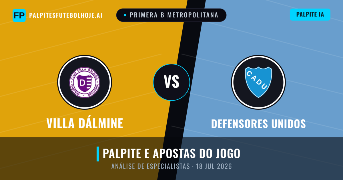 Villa Dálmine vs Defensores Unidos — prognóstico e prévia do jogo