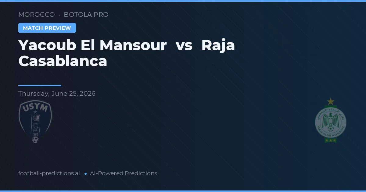 Yacoub El Mansour vs Raja Casablanca — prognóstico e prévia do jogo