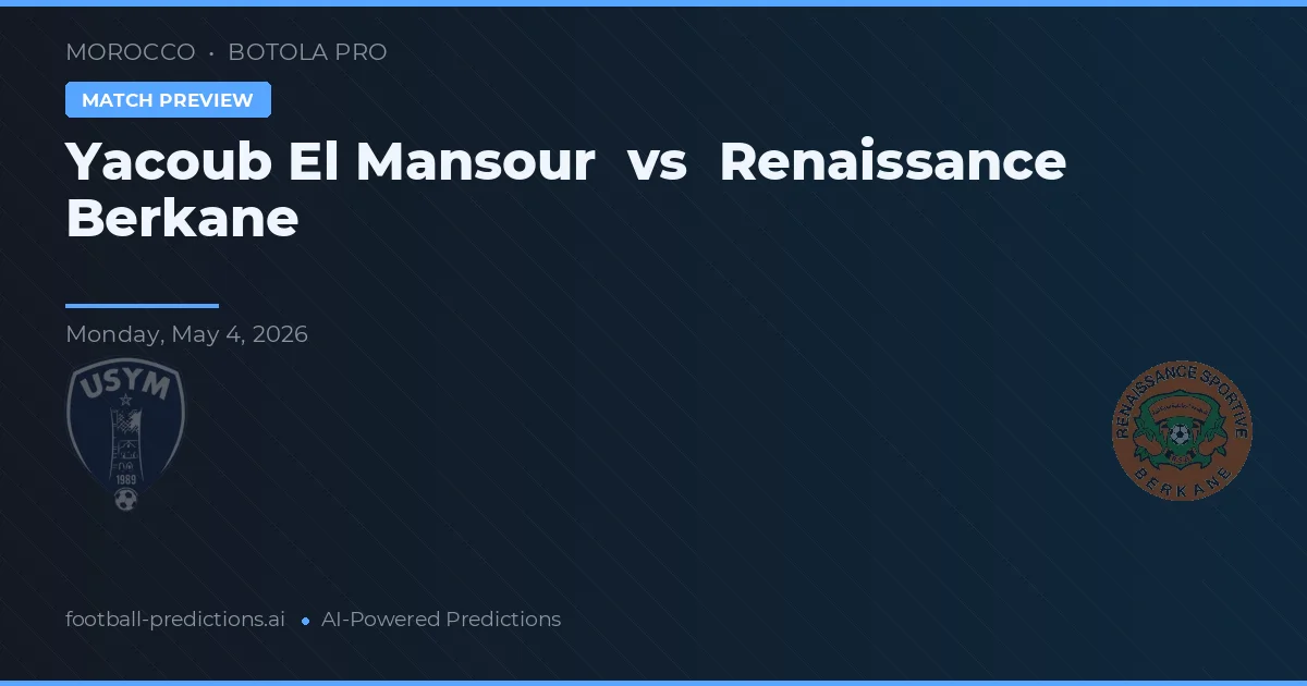 Yacoub El Mansour vs Renaissance Berkane — prognóstico e prévia do jogo