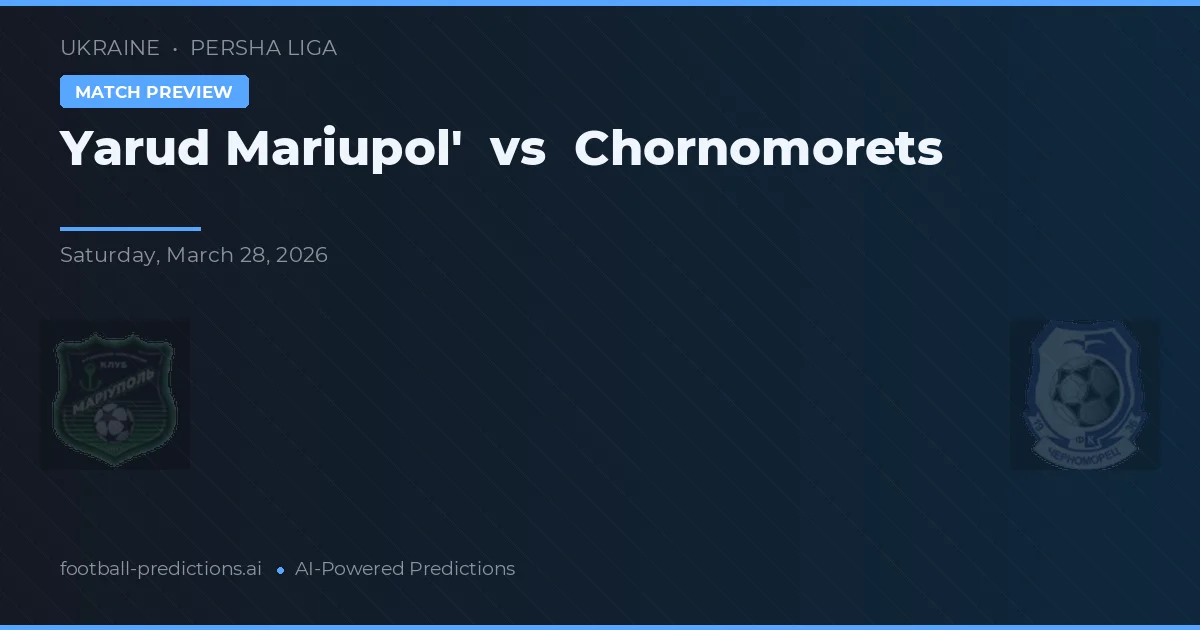 Yarud Mariupol' vs Chornomorets — prognóstico e prévia do jogo