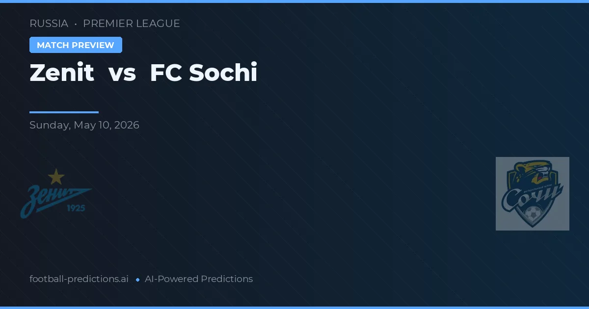 Zenit vs FC Sochi — prognóstico e prévia do jogo