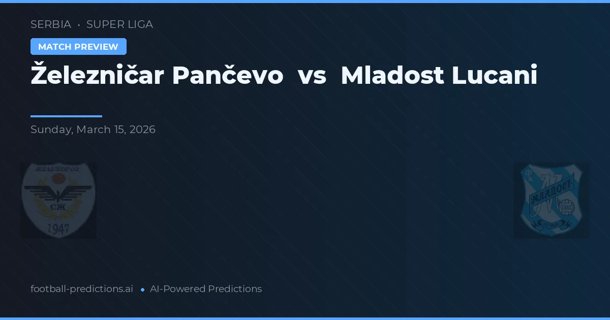 Železničar Pančevo vs Mladost Lučani — prognóstico e prévia do jogo